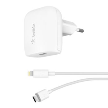 Chargeur Secteur rapide Belkin USB-C 20W + Cable USB-C Vers Lightning-meilleur prix tunisie