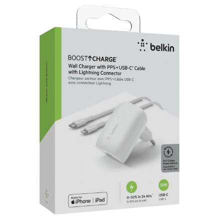 Chargeur secteur USB-C PD 3.0 avec PPS (30 W) et câble USB-C avec connecteur Lightning-meilleur prix tunisie