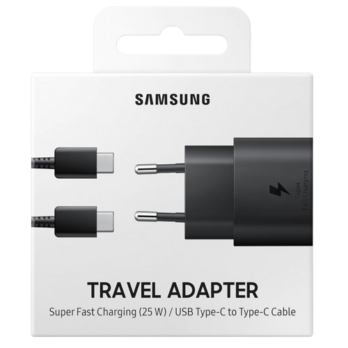 Chargeur secteur rapide Samsung USB Type-C / 25W / Noir-meilleur prix tunisie