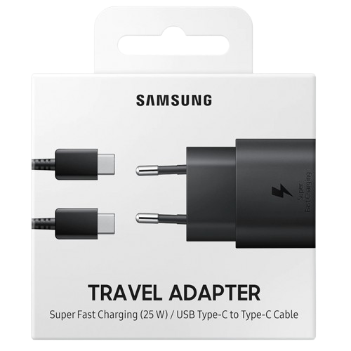 Chargeur secteur rapide Samsung USB Type-C / 25W / Noir-meilleur prix tunisie
